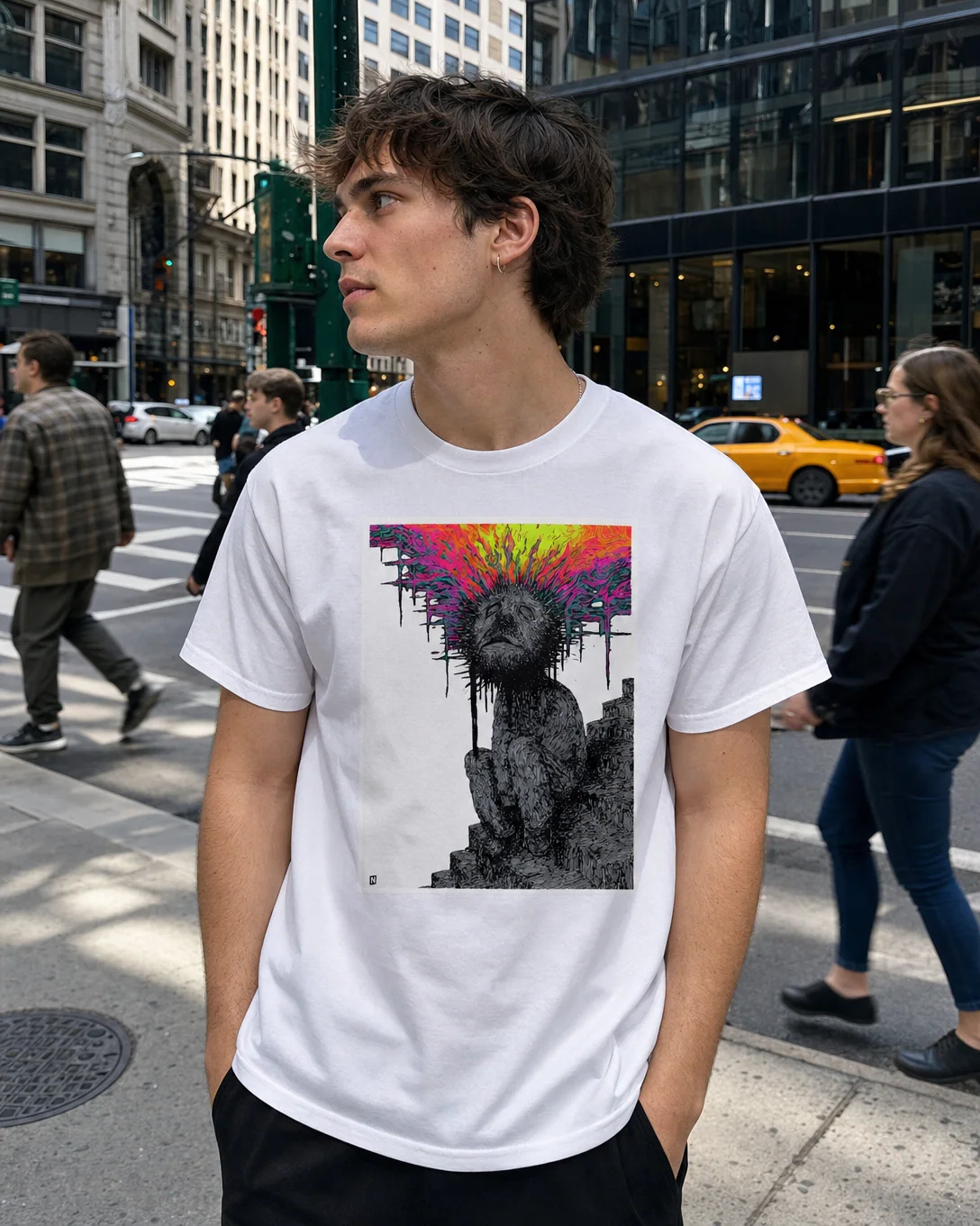 "Open Minded" on Tee ai lifestyle preview created with ARTMOXY