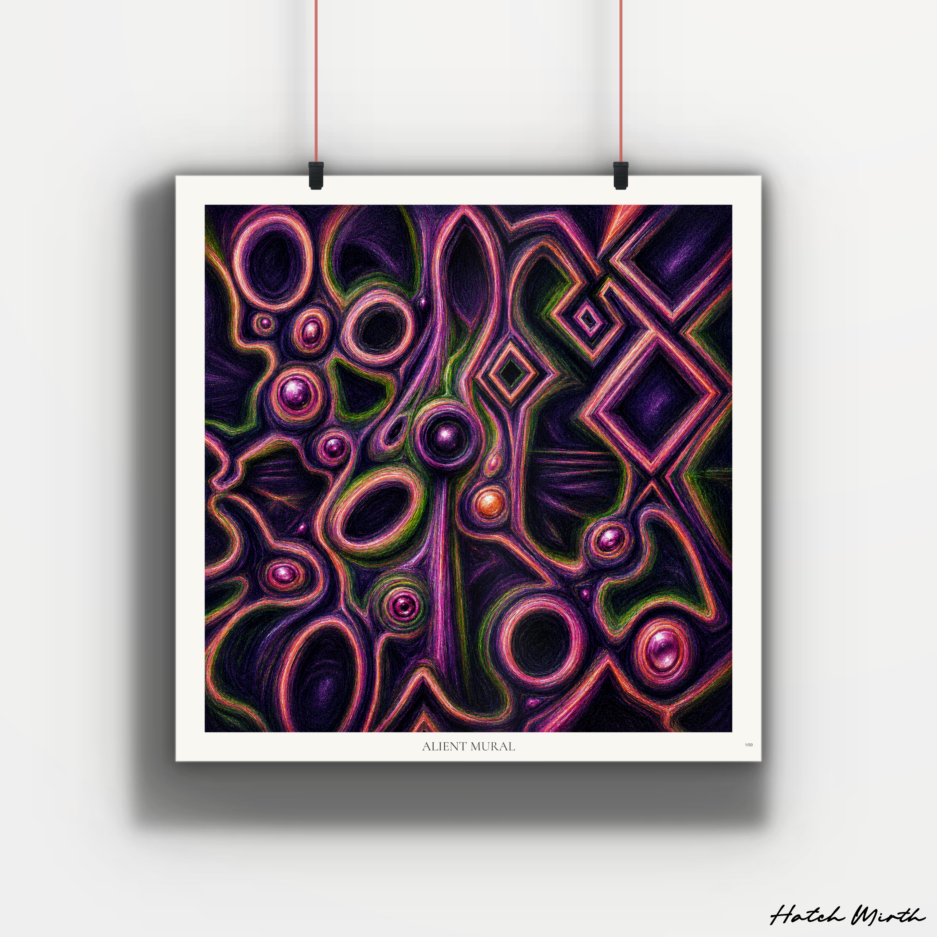 XENOFACE Alien Mural ai lifestyle preview created with ARTMOXY